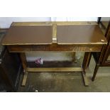 A Vintage double school desk, W102cm