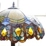 A Tiffany style leadlight table lamp, height 24"