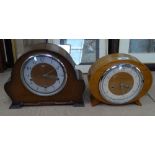 An Art Deco walnut-cased Smiths mantel clock, and an oak-cased Smiths mantel clock