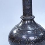 An Oriental silvered metal narrow necked vase and cover, height 34cm