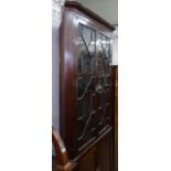 A large 19th century mahogany 2-section corner display cabinet, W105cm, H225cm