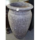 A large textured terracotta garden plant pot, H84cm