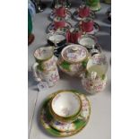 Spode painted and gilded cabinet cups and saucers, Worcester Parrot cups and saucers, and Minton Tea
