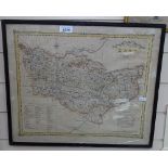 A 19th century hand coloured map, study of Kent, published by H G Collins, framed