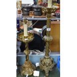 2 Continental brass table lamps, tallest 24" excluding fitting