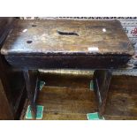 An Antique stained pine stool, W51cm