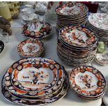 Victorian Masons dinner service, including tureen and serving plates with Imari style floral