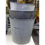 3 galvanised metal 2-handled grain bins