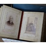 2 Edwardian/Victorian photograph albums, and a box of carte de visite