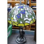 A table lamp with leadlight Tiffany style shade, height 17" and another.