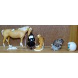 Beswick Palomino pony and head, a paperweight etc