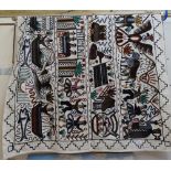 A Kashmiri pictorial chain stitch rug, 117cm x 157cm