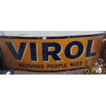 A Vintage enamel advertising sign "Virol - Nervous People Need It", length 46"