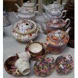 A pair of Royal Winton chintz dishes, Victorian teapots and teaware, a Royal Crown Derby tureen