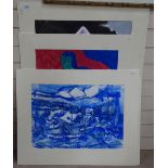 Carola Richards (1916 - 2004), 4 watercolours, abstract compositions, largest 29" x 21", mounted (4)