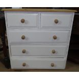 A modern pine chest of 5 drawers, W90cm