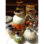 German vases, Czechoslovakian 3-spouted pot, 8"(9)