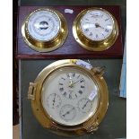 A Nauticalia ship's clock with barometer, hygrometer and thermometer, 8" diameter, and a clock and