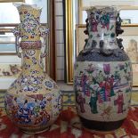 2 Oriental vases, both A/F, 18"