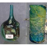 A Mdina glass bottle vase, 7.75", and a cylindrical Mdina vase