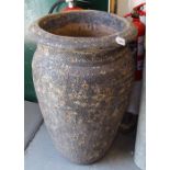 A large textured terracotta garden plant pot, H84cm