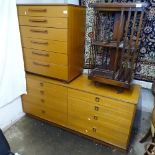 2 mid-century teak chest of drawers