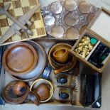 Treen items, a chess set etc