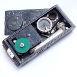 An Antique metal-cased Swiss Excelda miniature gramophone, case length 10.5"
