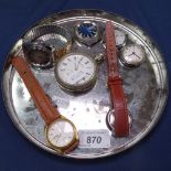 3 gentleman's Timex wristwatches, a chrome plated pocket watch by Waltham's etc