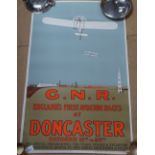 A reproduction advertising poster for G.N.R England's First Aviation ? at Doncaster, and other