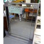 WITHDRAWN A modern silvered bevelled-edge wall mirror, W100cm, H125cm