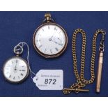 2 pocket watches, a plated Albert, and propelling pencil