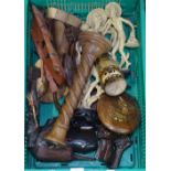 Carved wood items, resin figures etc