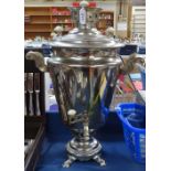 A large stainless steel Russian samovar, height 53cm