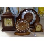 A Smiths walnut 3-train mantel clock with presentation plaque from the Southern Region to H Eley