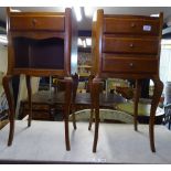 A pair of French oak bedside cabinets with fitted drawers