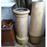 A fluted terracotta chimney pot, and another, tallest 100cm