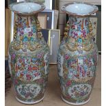 A pair of Chinese Canton vases, both A/F, 24.25"