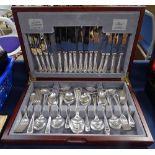 A 60 piece silver plated bead-edge canteen of cutlery for 8 people, in fitted box