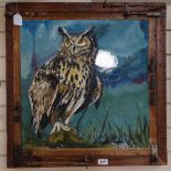 Clive Fredriksson, oil on canvas, study of a Great Horned Owl