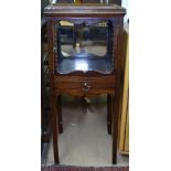 An Edwardian vitrine display cabinet of small size, with fitted drawer, W34cm, H79cm