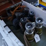 Leather-cased binoculars, Dollond binoculars, and 2 others