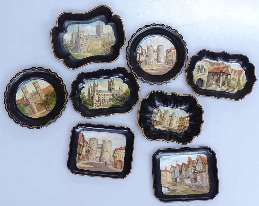 8 paper mache pin trays, with scenes of Canterbury - Image 2 of 2