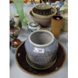 Studio pottery bowls, teapot etc