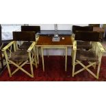 A 1920s folding card table and 4 matching folding chairs, with original chinoiserie decoration