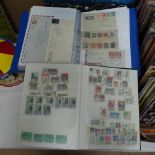 A box of stamp albums and stock books