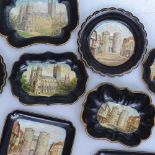 8 paper mache pin trays, with scenes of Canterbury