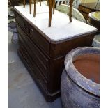 An Antique French rosewood and marble-top secretaire chest, W122cm