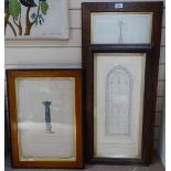 A group of original 19th century ink and watercolour architectural studies, various artists, largest