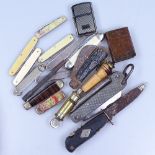Pocket knives, a whistle, Bombay Presidency matchbox cover etc